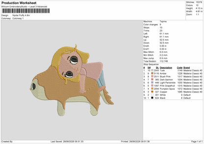 Chibi Fluffy Embroidery Machine Design File 6 sizes