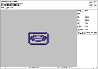 O Logo 3d Embroidery File 6 sizes