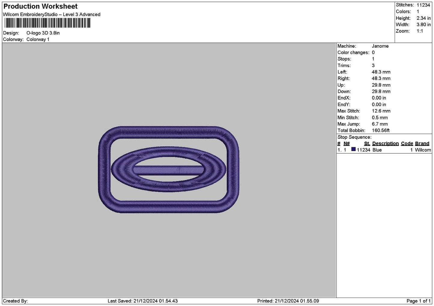 O Logo 3d Embroidery File 6 sizes