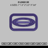 O Logo 3d Embroidery File 6 sizes