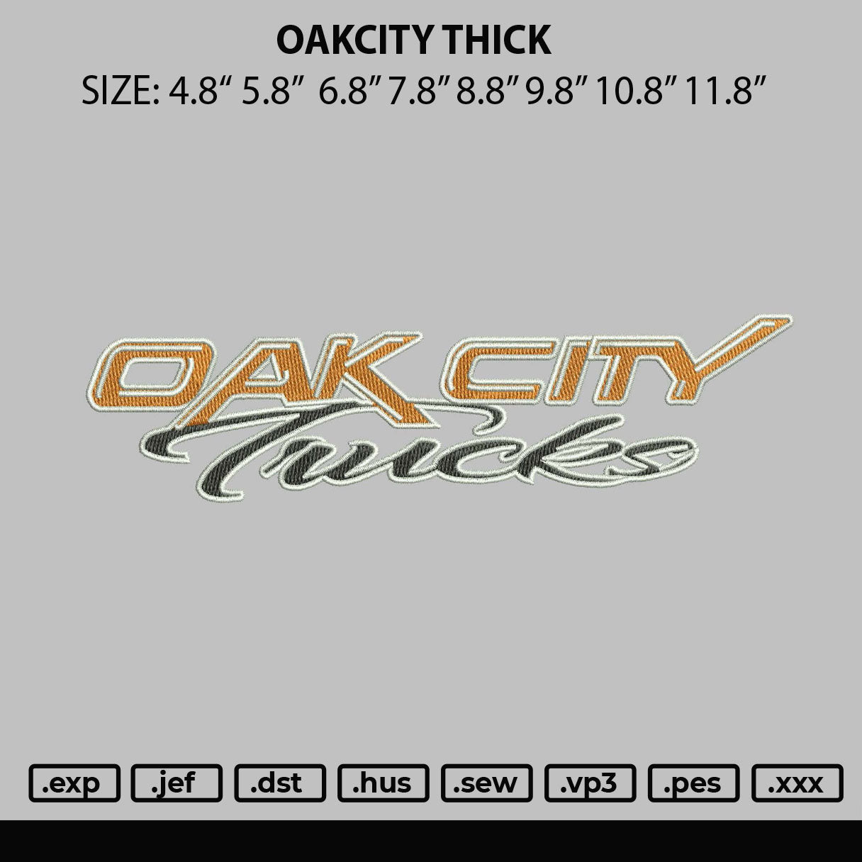 Oak City Embroidery File 6 sizes