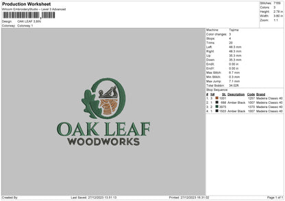 Oakleaf01 Embroidery File 6 sizes