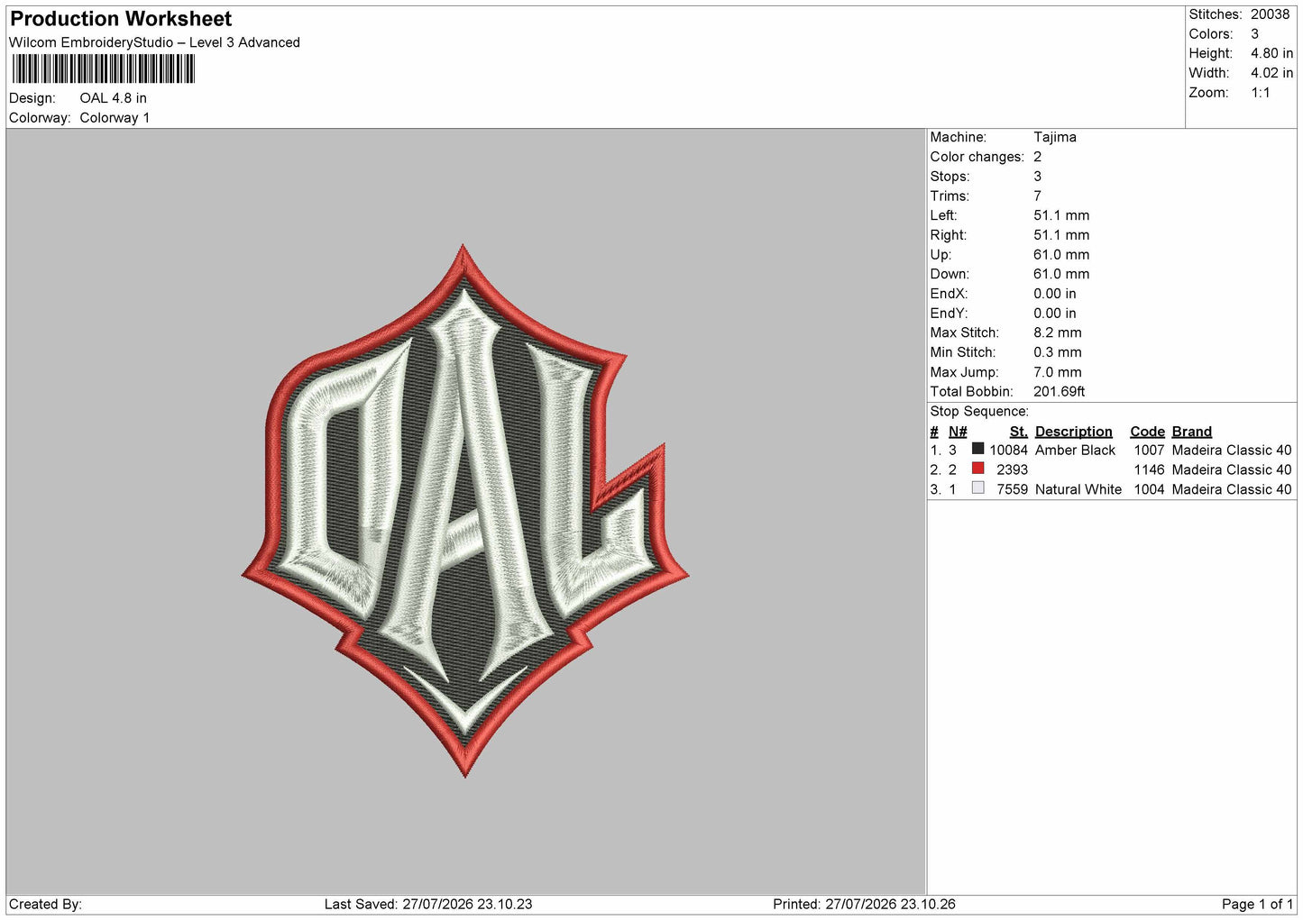 Oal Text Embroidery Machine Design File 6 sizes