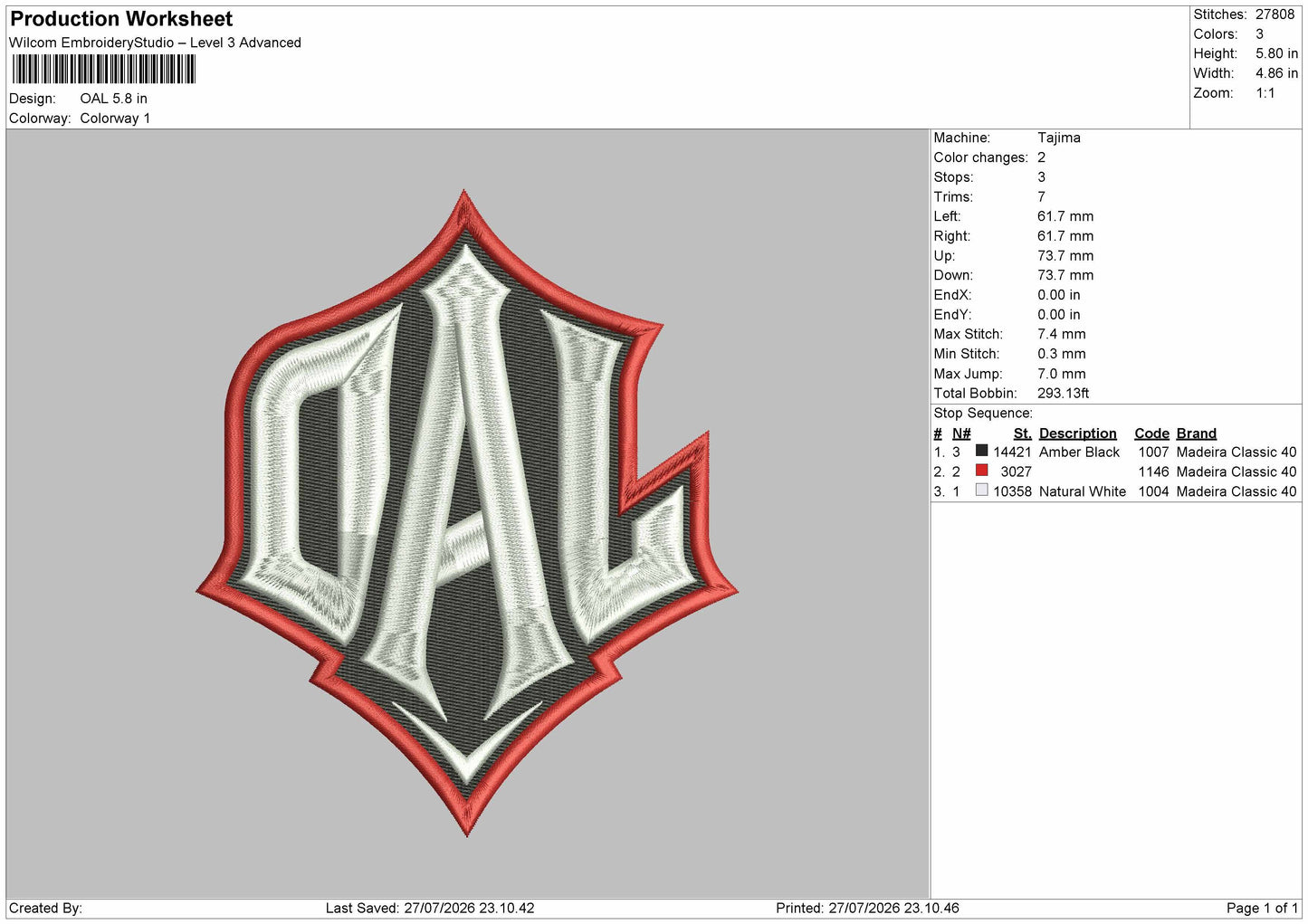 Oal Text Embroidery Machine Design File 6 sizes