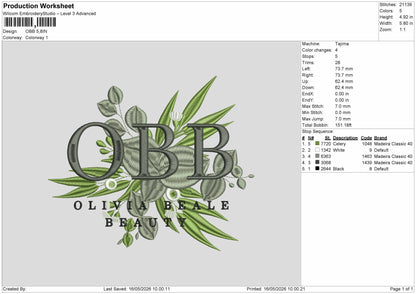 OBB Embroidery File 6 sizes