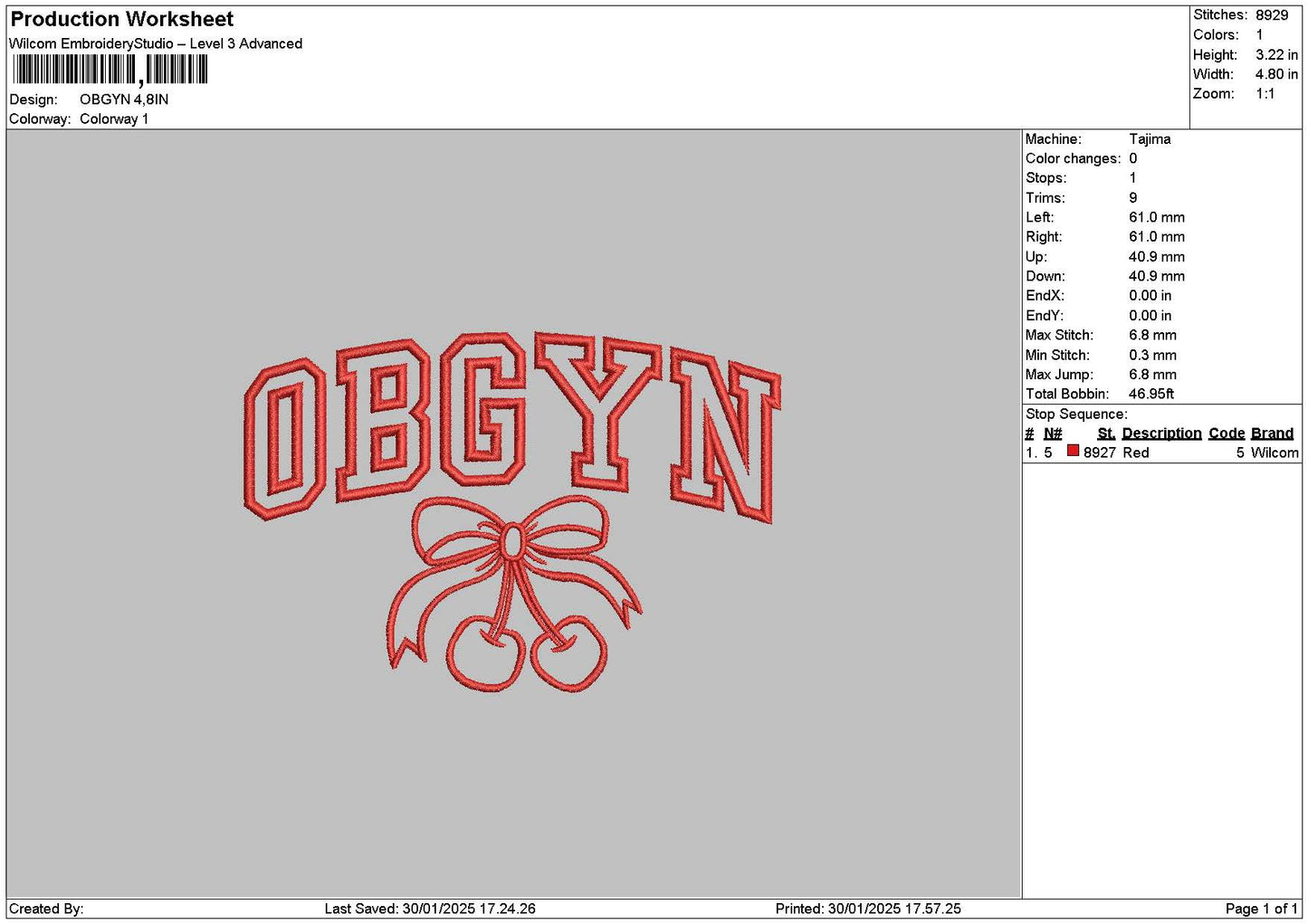 Obgyntext Embroidery File 6 sizes
