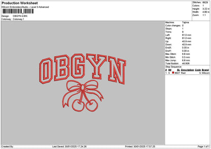 Obgyntext Embroidery File 6 sizes