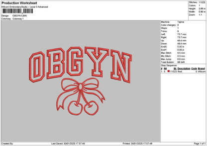 Obgyntext Embroidery File 6 sizes