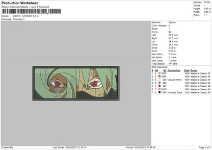 Obito Kakashi Embroidery File 4 size