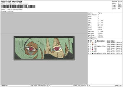 Obito Kakashi Embroidery File 4 size
