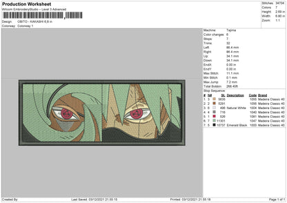 Obito Kakashi Embroidery File 4 size