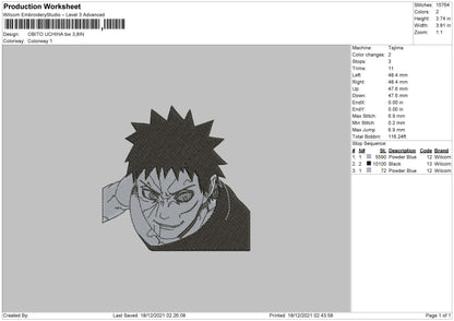 Obito Uchiha Embroidery File 4 size