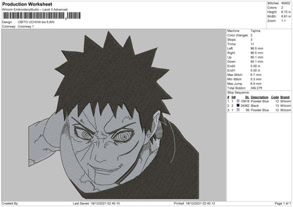 Obito Uchiha Embroidery File 4 size