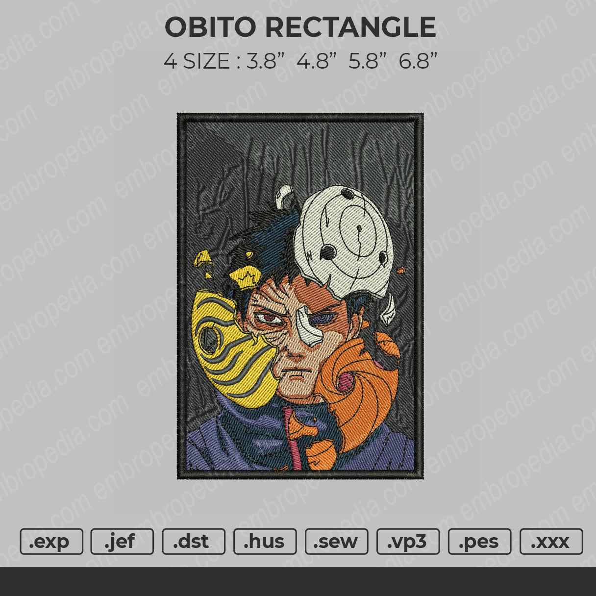 Obito Rectangle V2 Embroidery File 4 size