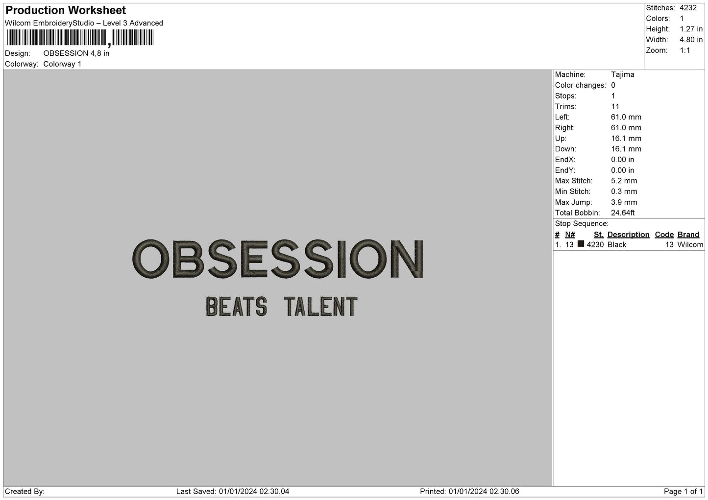Obsession Embroidery File 6 sizes