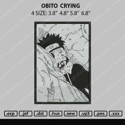 Obito Crying Embroidery File 4 size