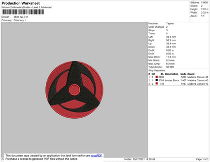 Obito Eye Embroidery File 3 size