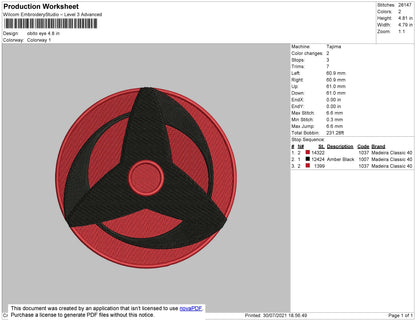Obito Eye Embroidery File 3 size