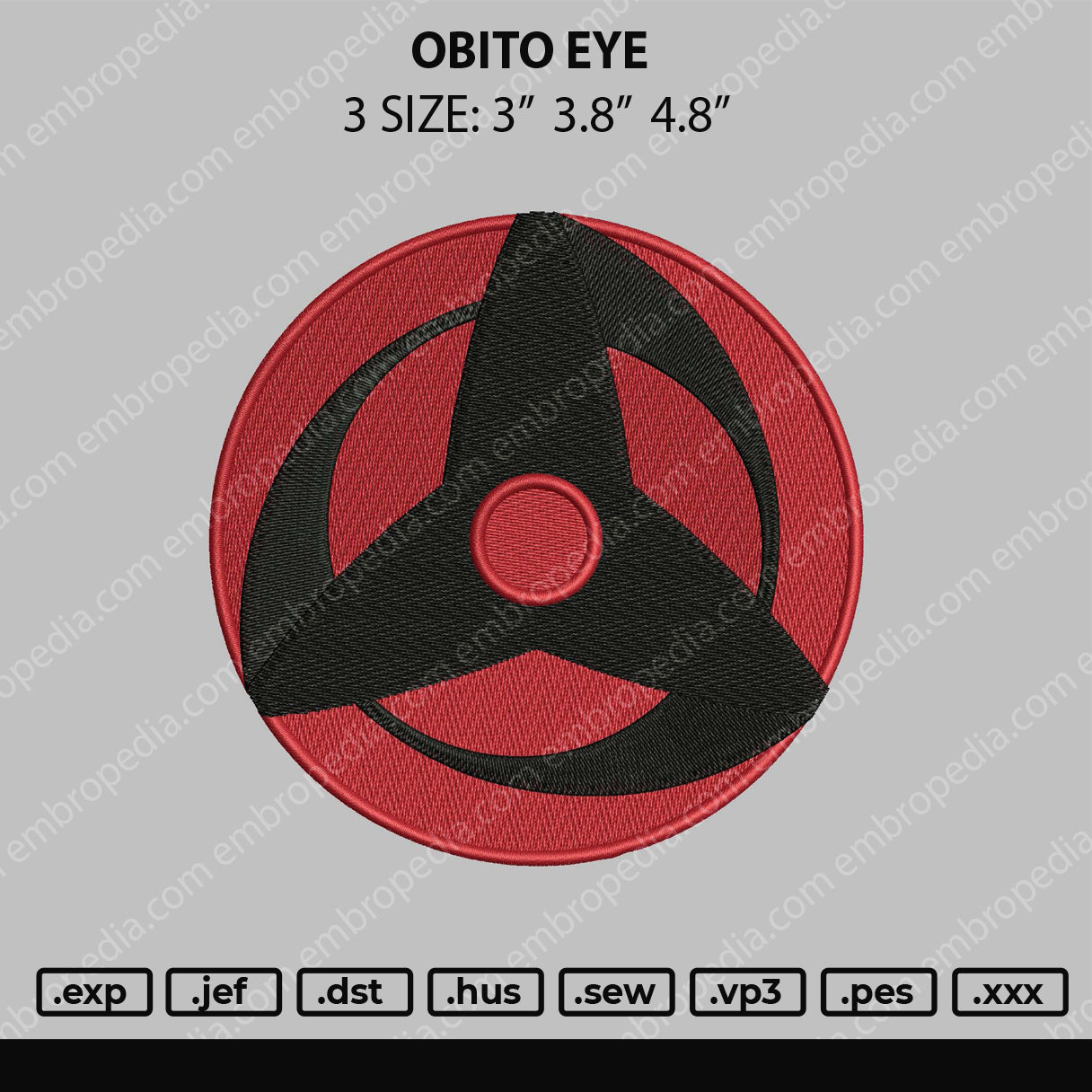 Obito Eye Embroidery File 3 size