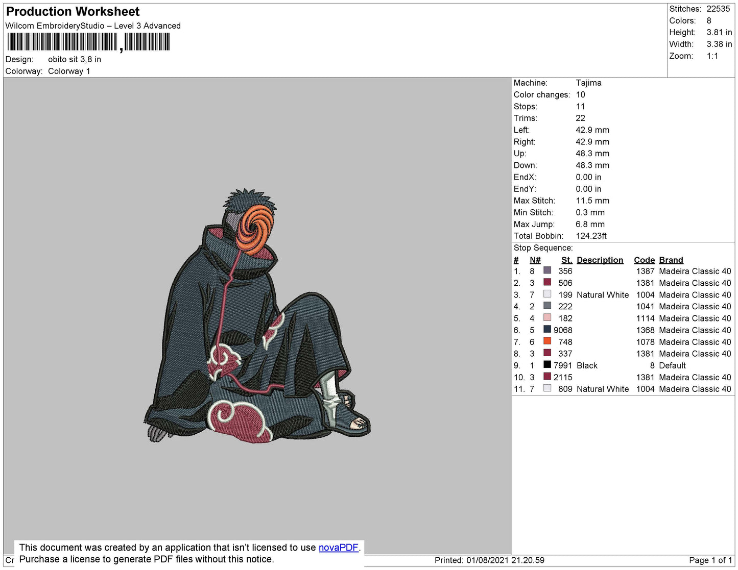 Obito Sit Embroidery File 4 size