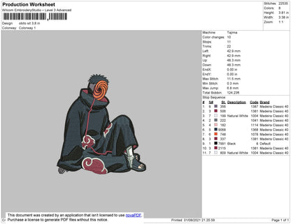 Obito Sit Embroidery File 4 size
