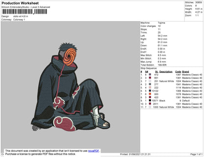 Obito Sit Embroidery File 4 size