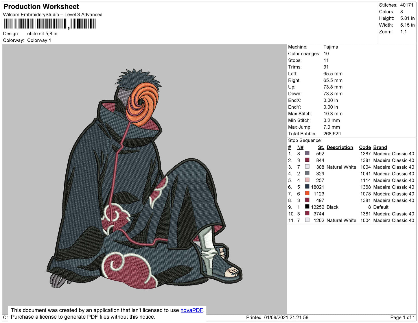 Obito Sit Embroidery File 4 size