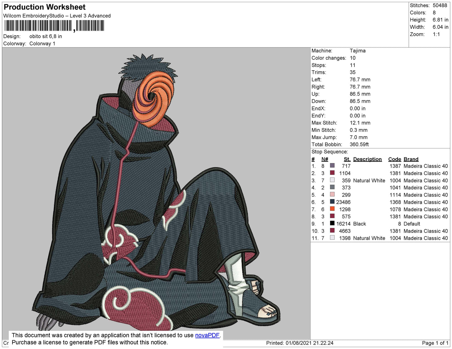 Obito Sit Embroidery File 4 size