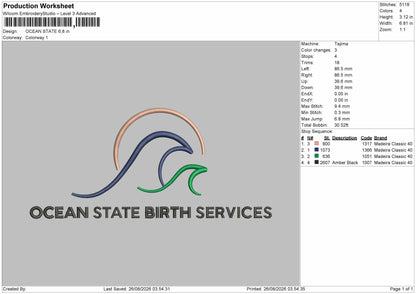 Ocean Text 2608 Embroidery Machine Design File 6 sizes