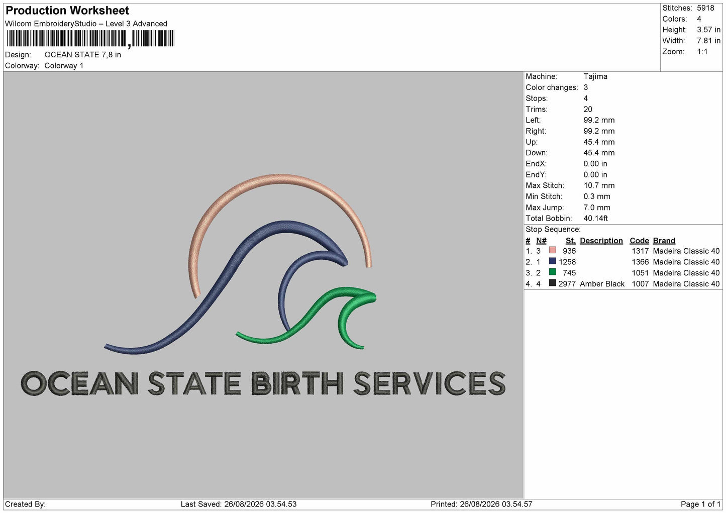 Ocean Text 2608 Embroidery Machine Design File 6 sizes