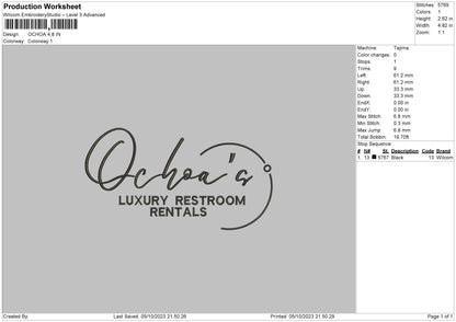 Ochoa Embroidery File 6 sizes