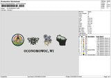 Bee Icons 01 Embroidery File 6 sizes