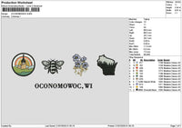 Bee Icons 01 Embroidery File 6 sizes