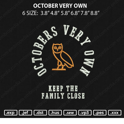 October Very Own Embroidery File 6 sizes