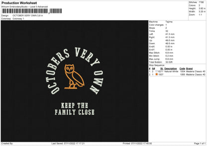 October Very Own Embroidery File 6 sizes