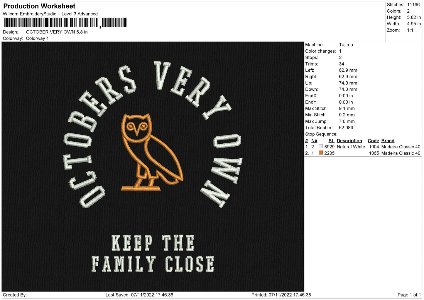 October Very Own Embroidery File 6 sizes