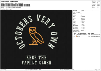 October Very Own Embroidery File 6 sizes
