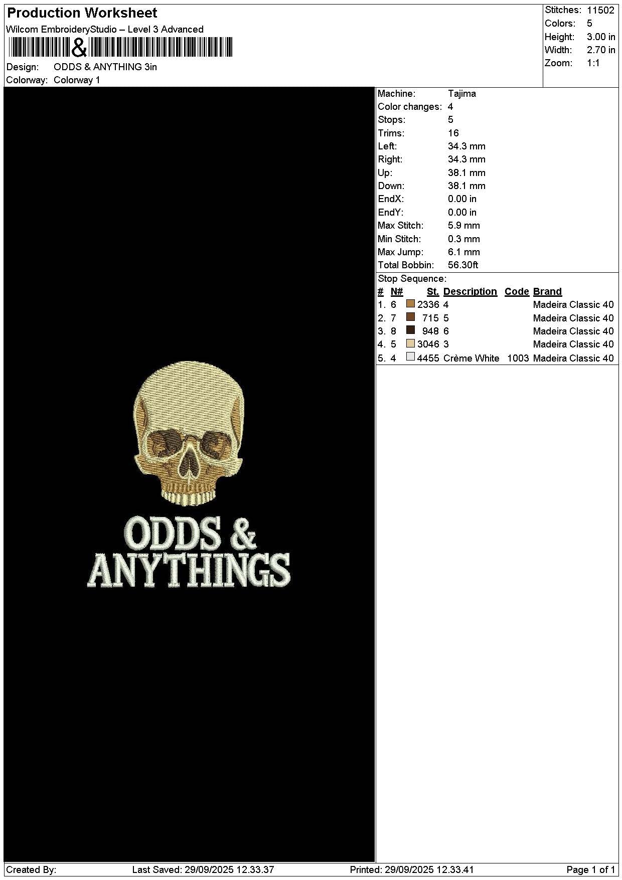 Skulltext 2909 Embroidery File 6 sizes