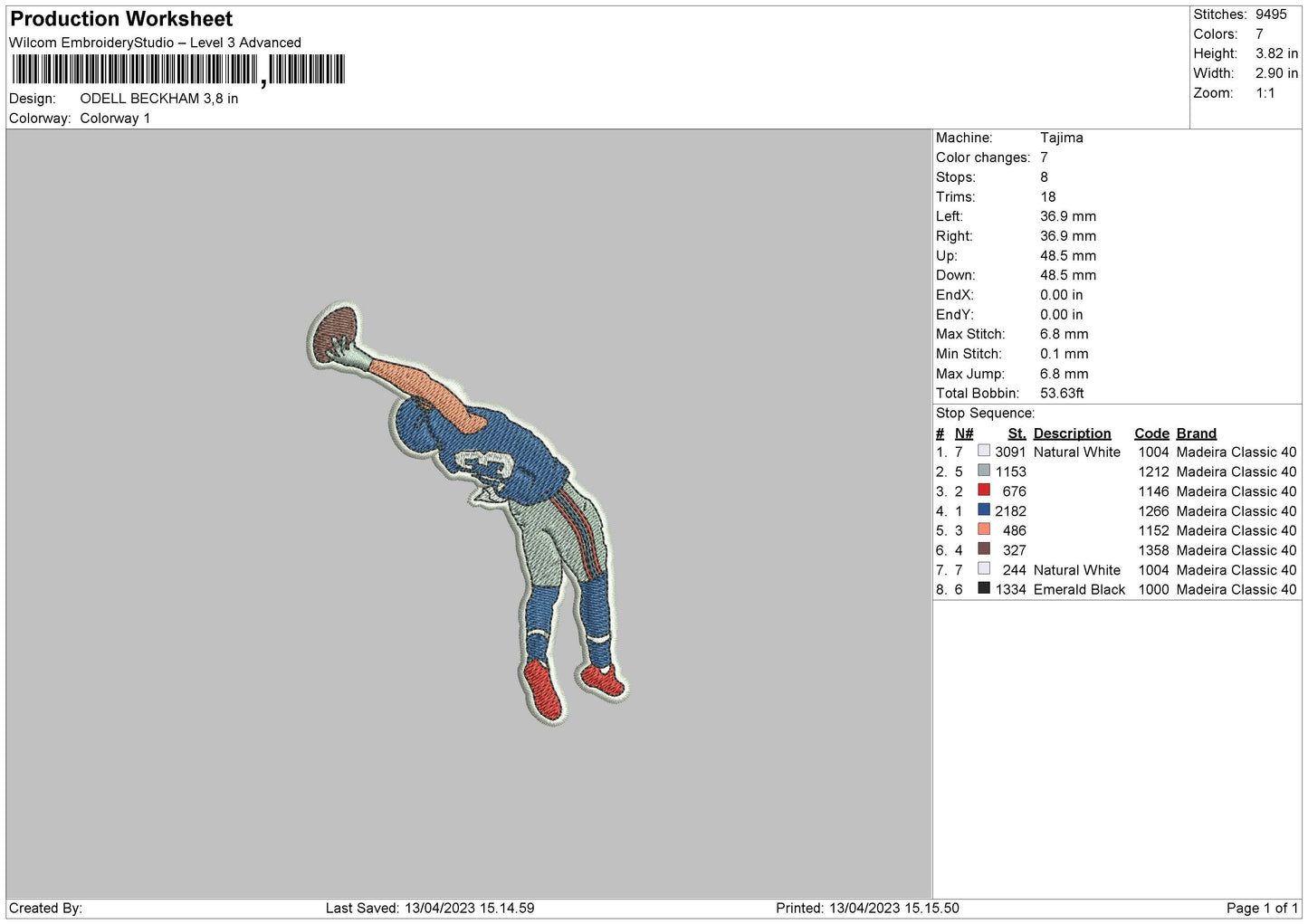 Odell Beckham Embroidery File 6 sizes