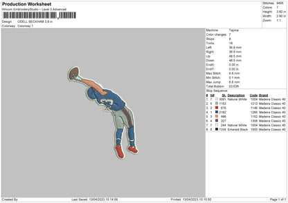 Odell Beckham Embroidery File 6 sizes