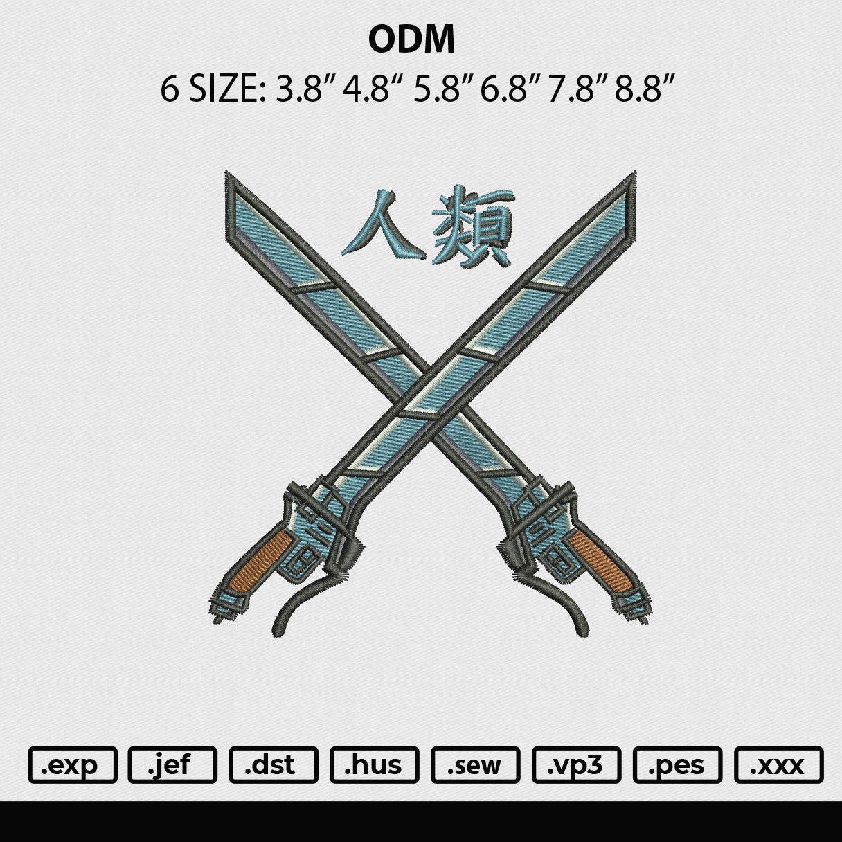 Odm Embroidery File 6 sizes