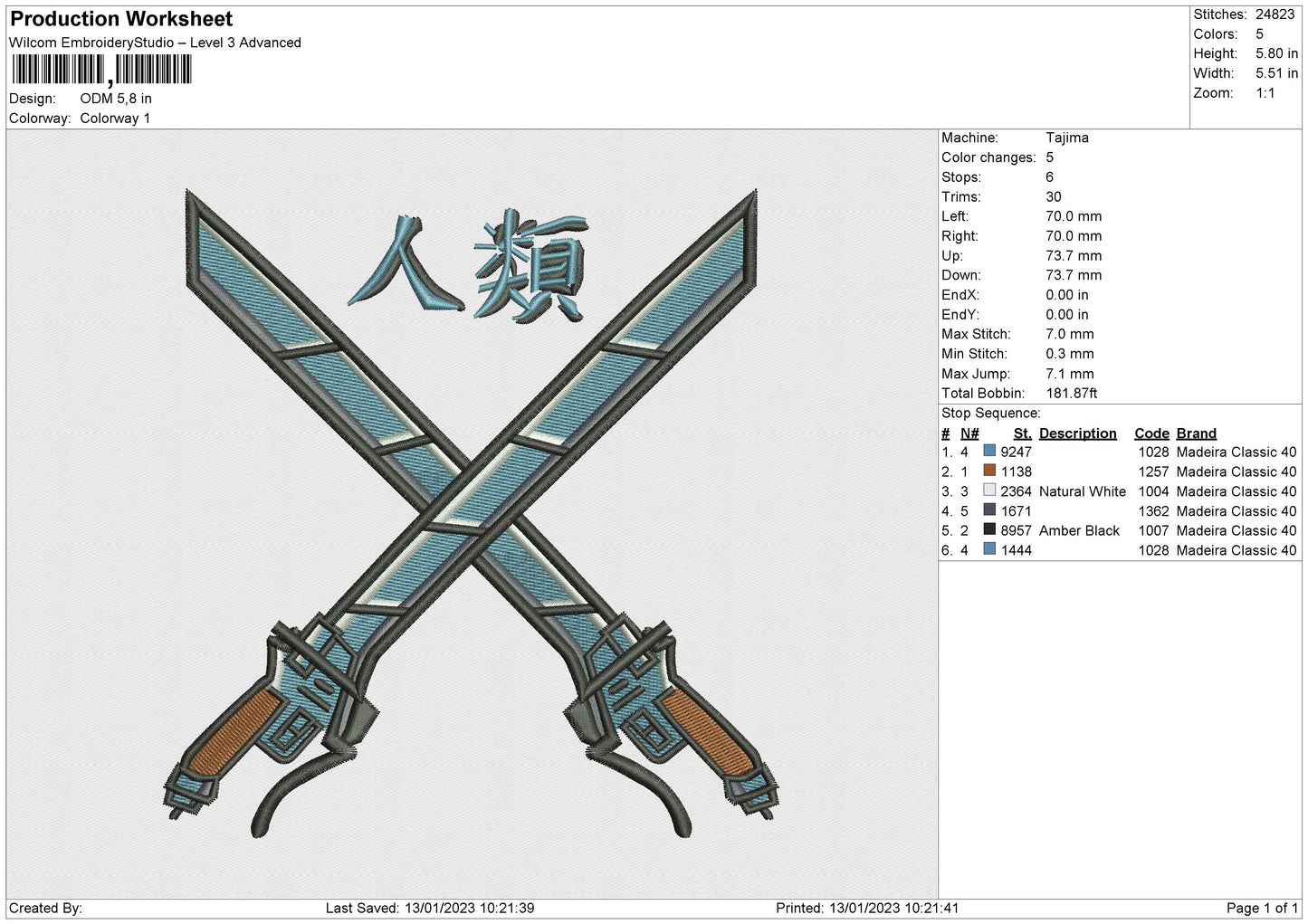 Odm Embroidery File 6 sizes