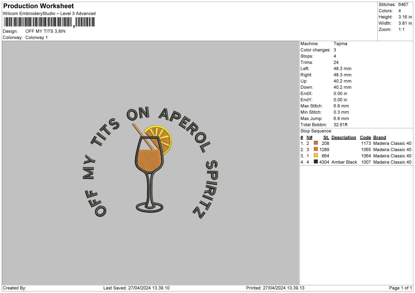 Orangetext01 Embroidery File 6 sizes