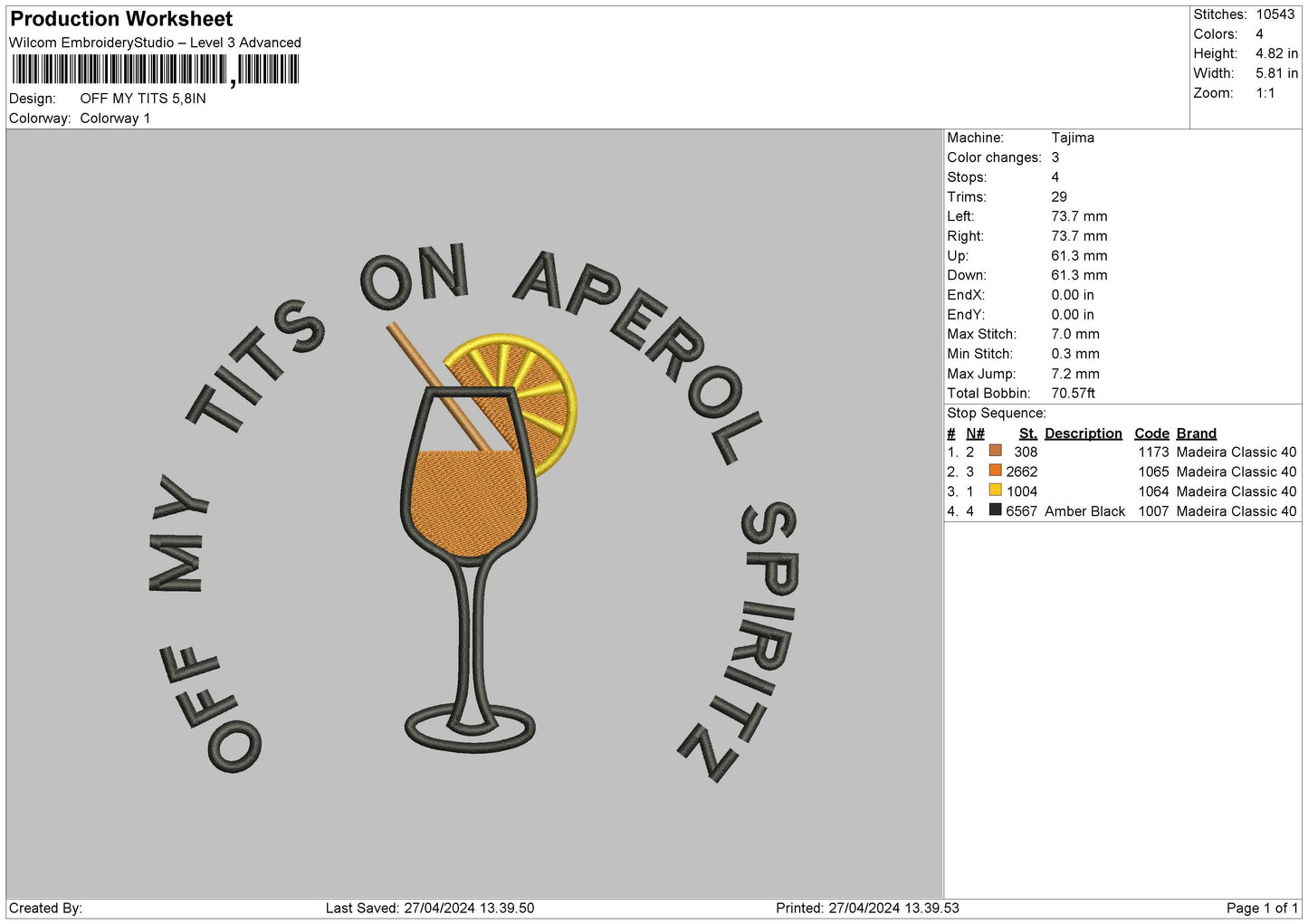 Orangetext01 Embroidery File 6 sizes