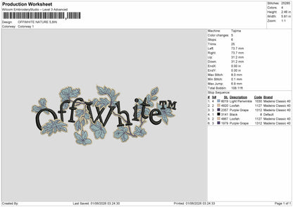 Whitetext Nature Embroidery Machine Design File 6 sizes