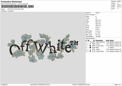 Whitetext Nature Embroidery Machine Design File 6 sizes