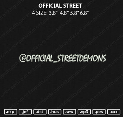 Official Street Embroidery File 4 size