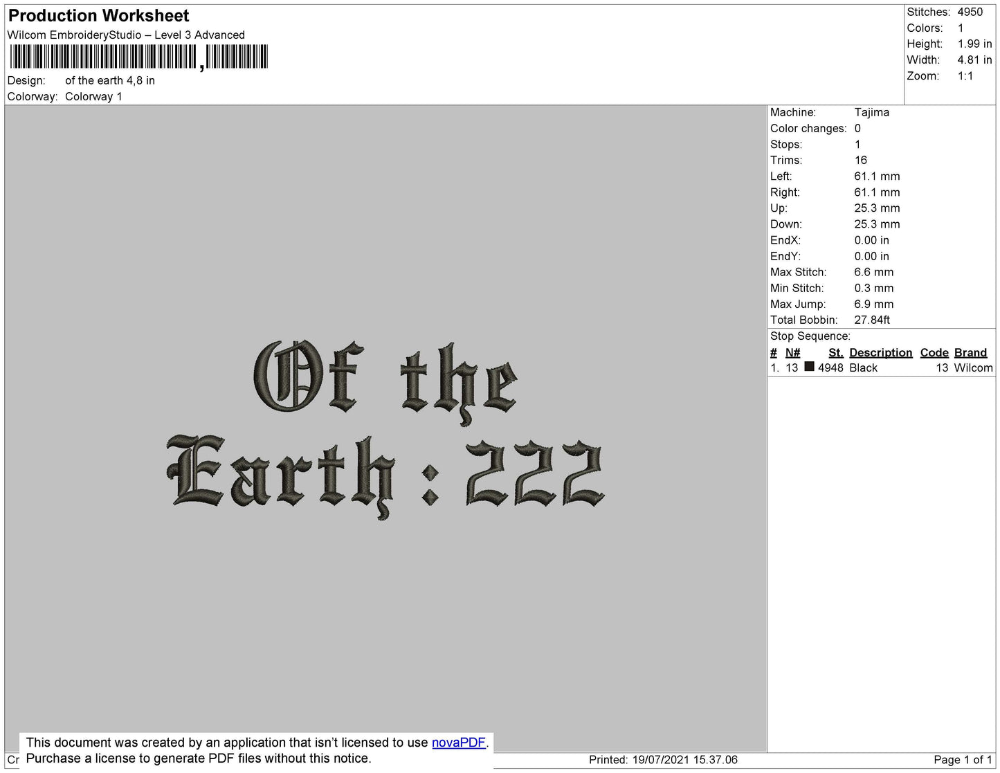 Of The Earth Text Embroidery File 4 size