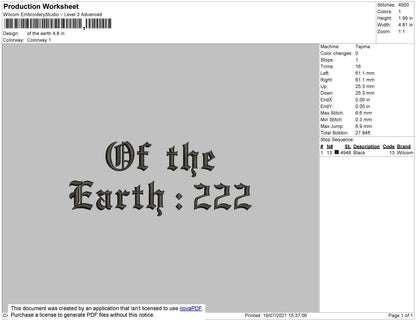 Of The Earth Text Embroidery File 4 size