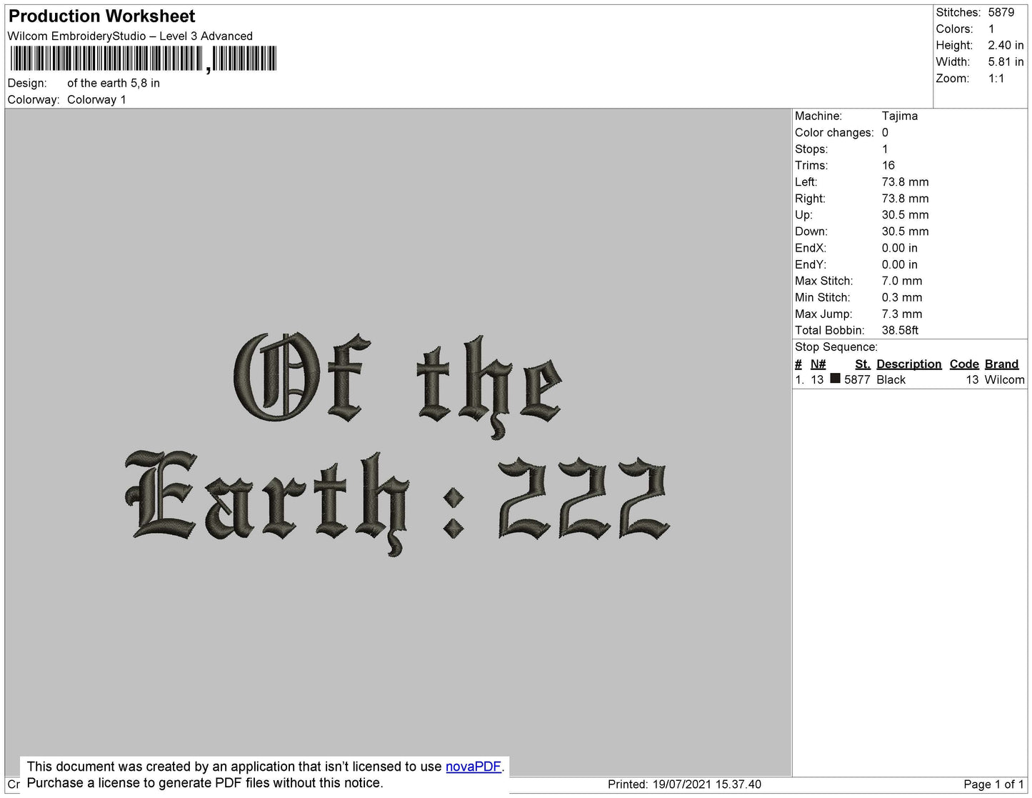 Of The Earth Text Embroidery File 4 size